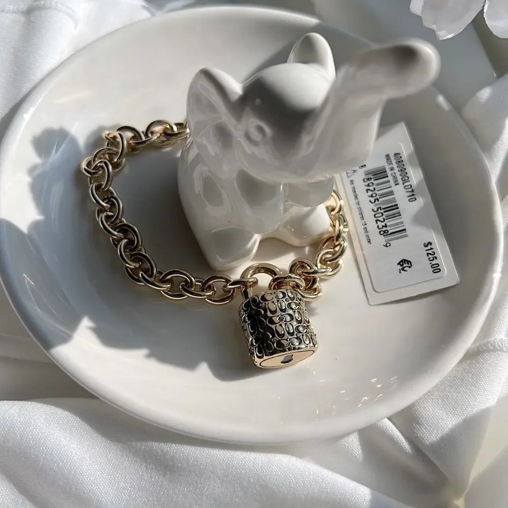 Coach Quilted Padlock Chain Bracelet - Picture 4 of 4